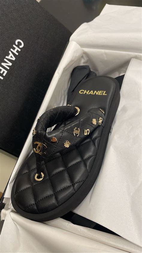 chanel flip flops 2017|Chanel flip flops with chain.